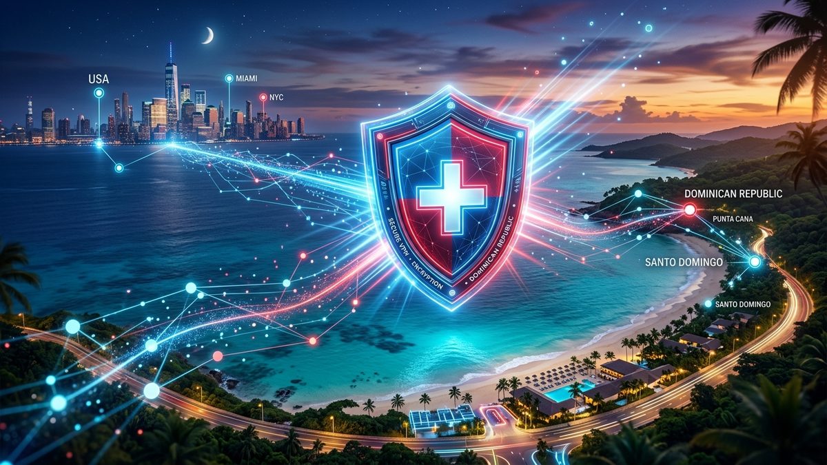 Dominican Republic Cyber Shield VPN Concept Banner
